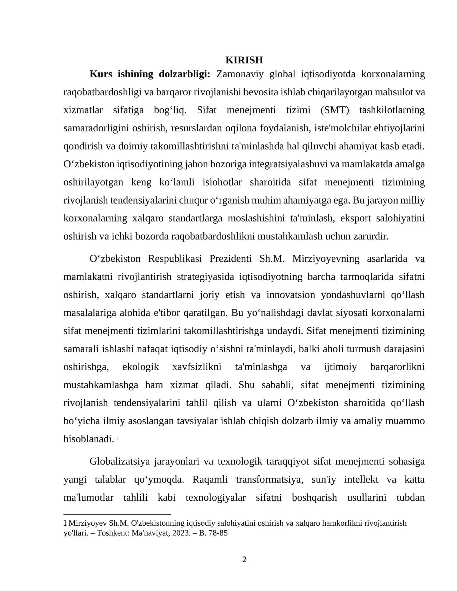 O'ZBEKISTONDA SIFAT MENEJMENTI TIZIMINING RIVOJLANISH TENDENSIYALARI 2