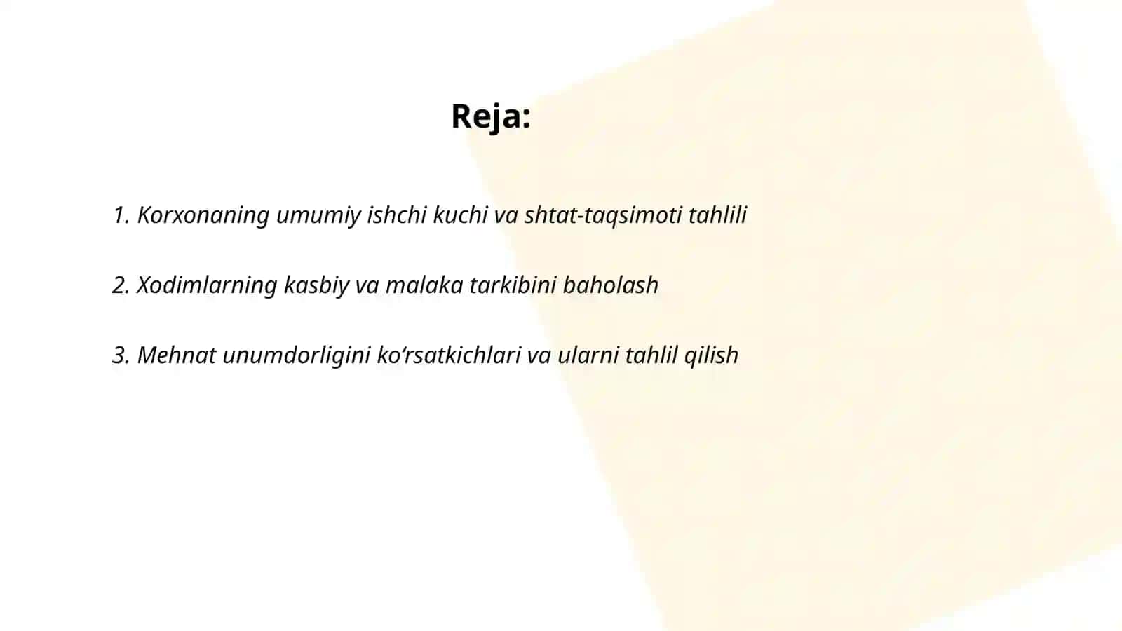Korxonaning mehnat resurslari bilan taʼminlanganligini tahlil qilish 2