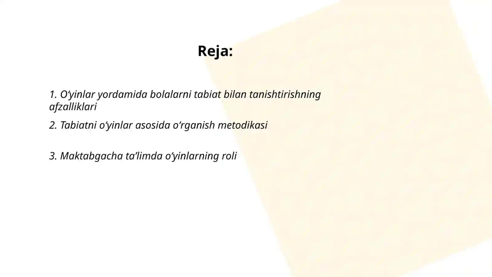 O'yinlar asosida bolalarni tabiat bilan tanishtirish texnologiyasi 2
