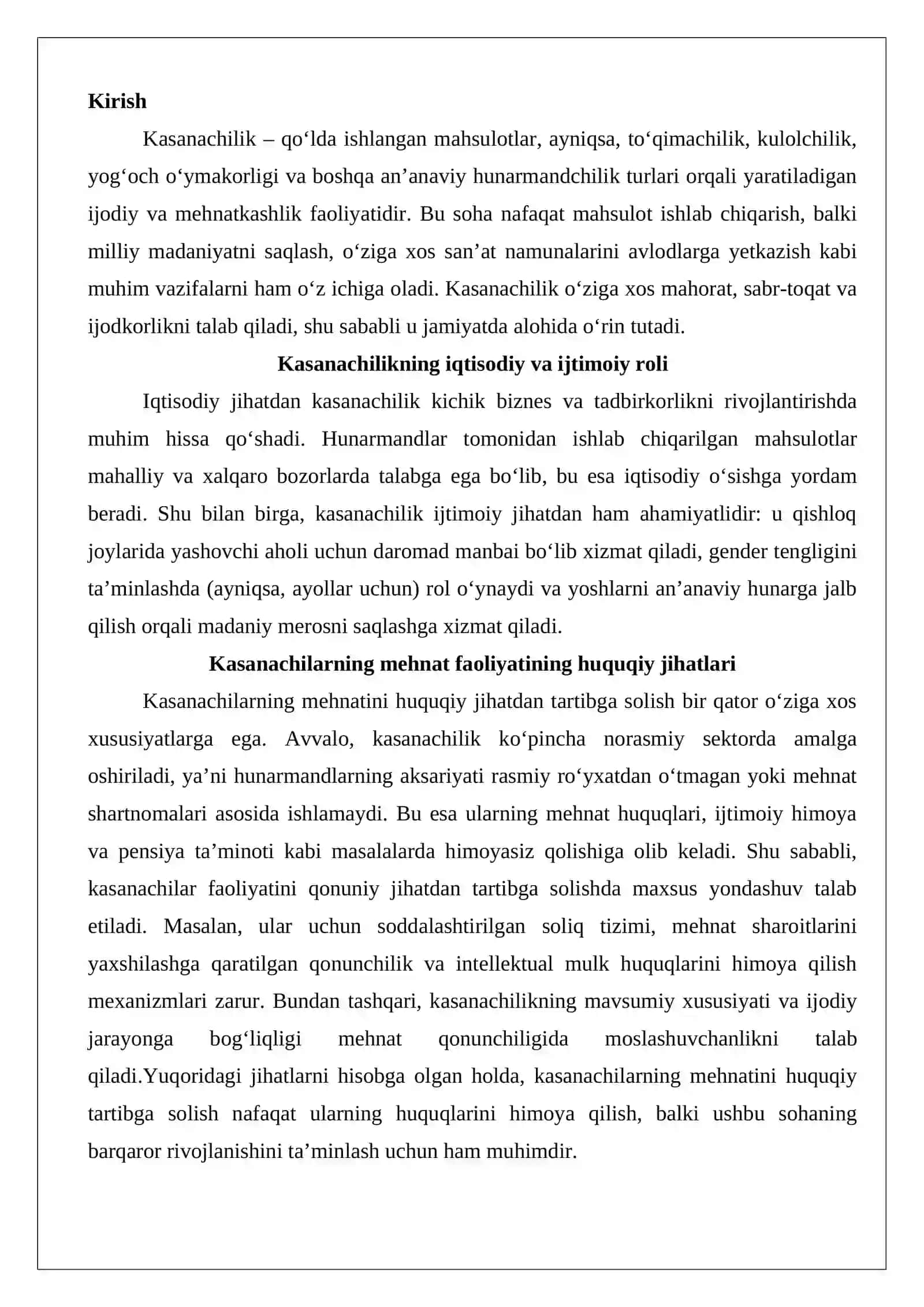 Kasanachilar mehnatini huquqiy jihatdan tartibga solish 2