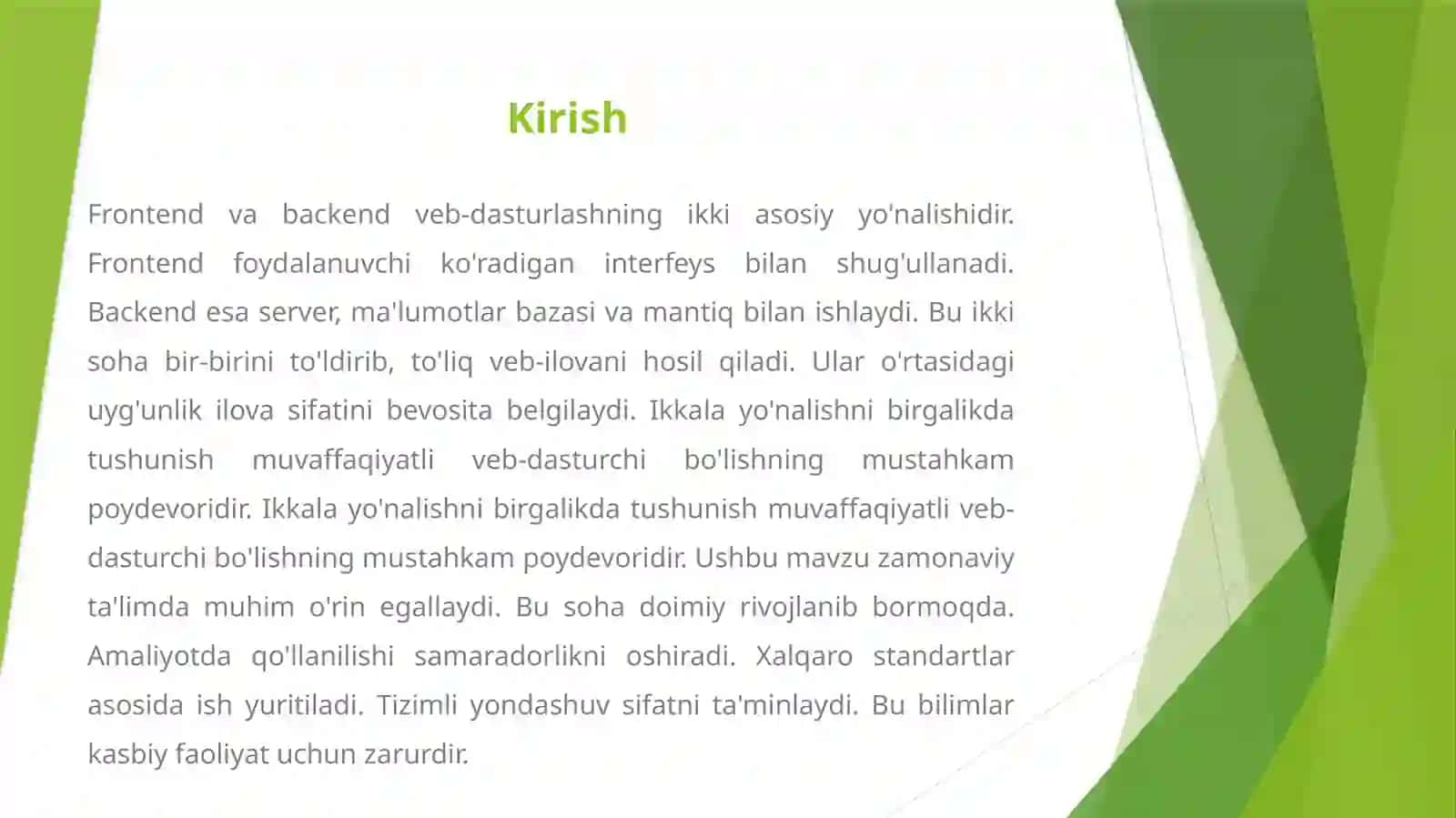FRONTEND VA BACKEND DASTURLASH TEXNOLOGIYALARINING FARQI 2
