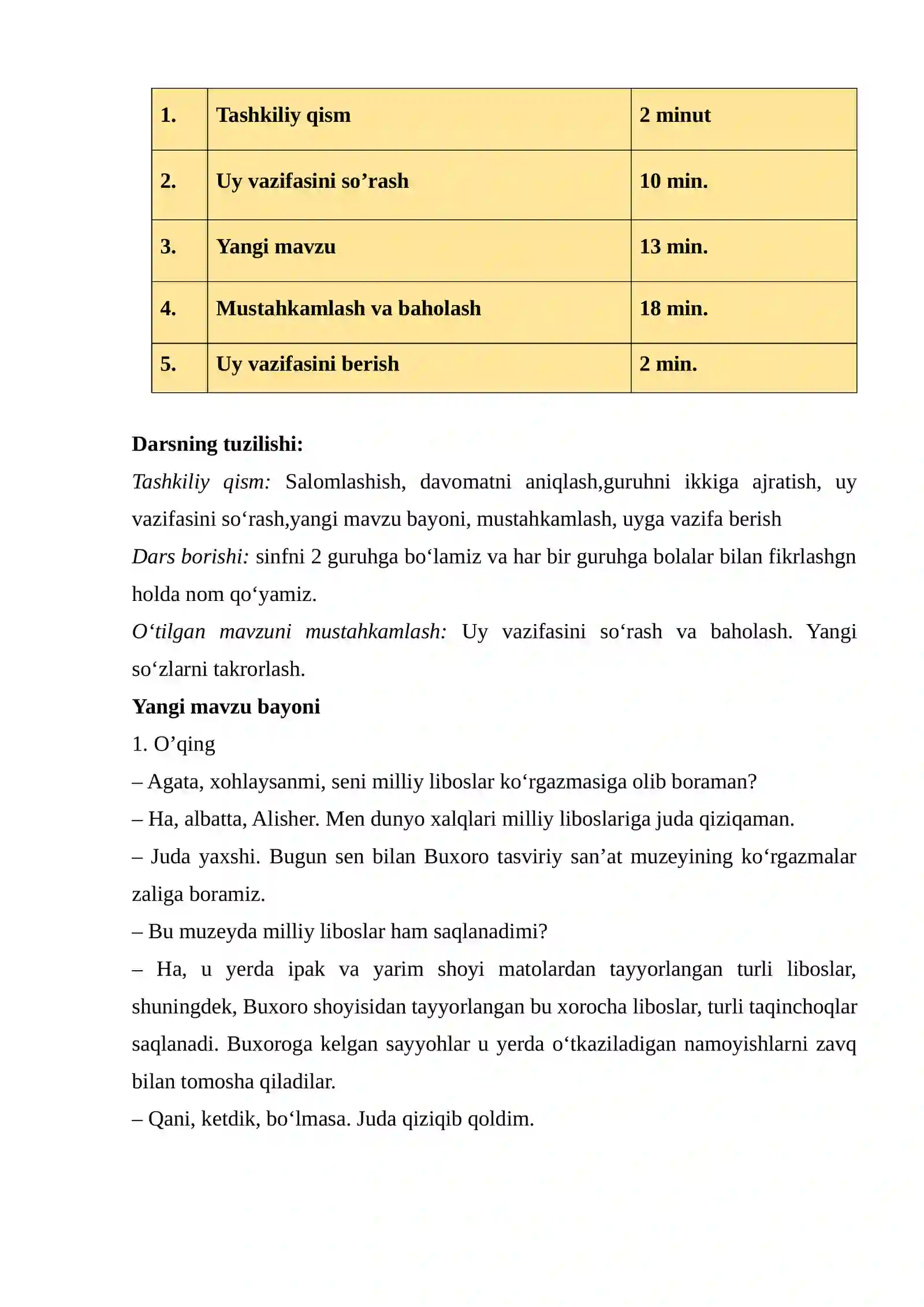 Milliy liboslar 6-sinf dars ishlanma 2
