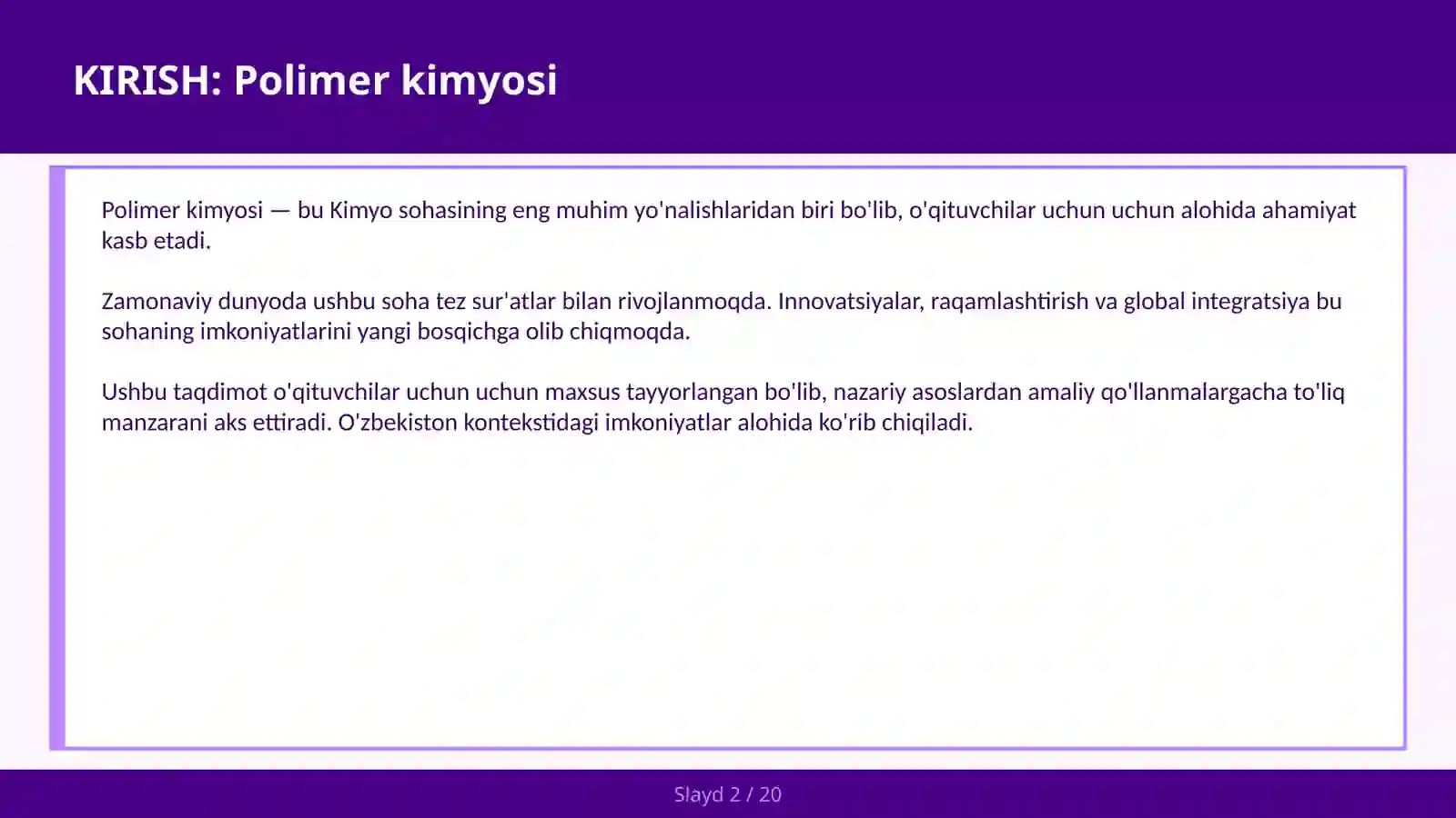 Polimer kimyosi 2