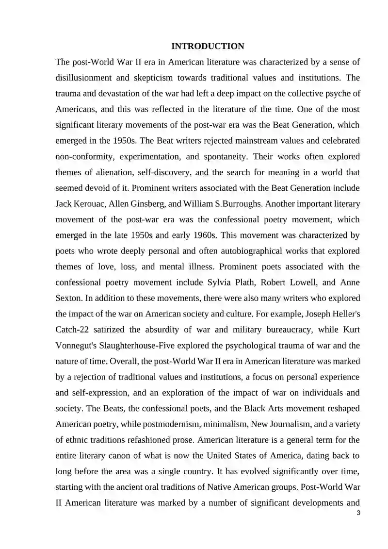 AMERICAN LITERATURE AFTER THE SECOND WORLD WAR 2