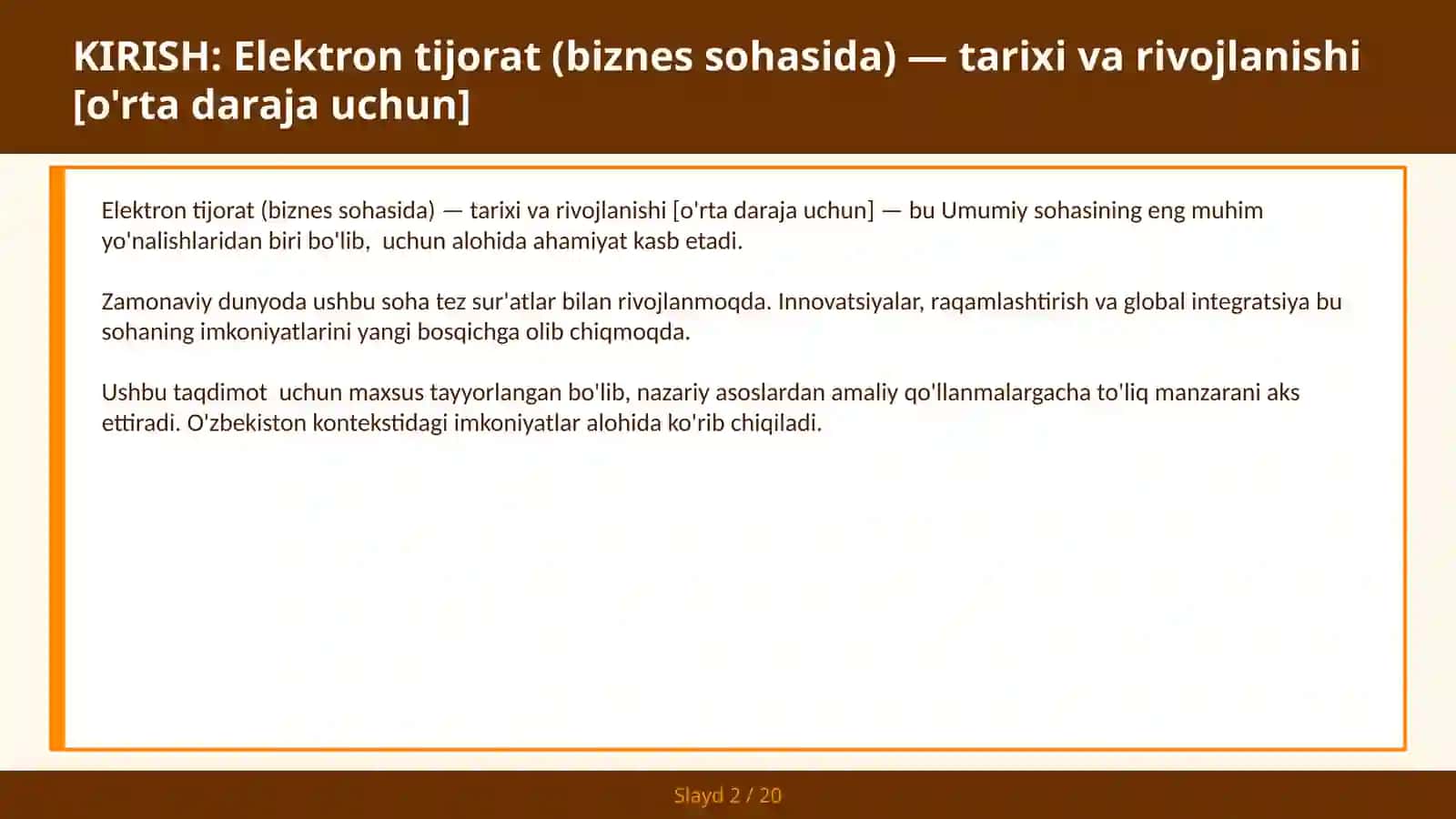 Elektron tijorat (biznes sohasida) — tarixi va rivojlanishi [o'rta daraja uchun] 2