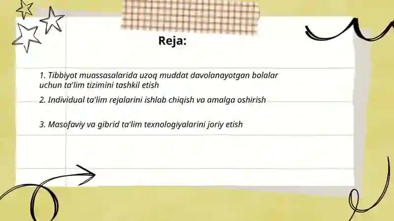 Tibbiyot muassalarida uzoq muddat davolanayotgan bolalar uchun ta’lim muhitini yaratish 2