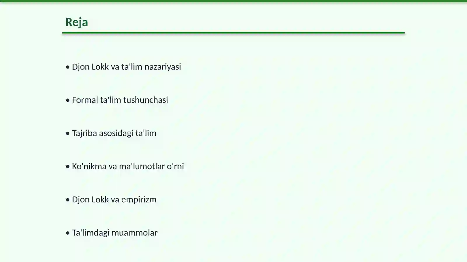 Formal ta'lim nazaryasiga Djon lokk 2