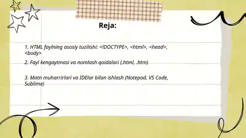 HTML fayllar yaratish 2