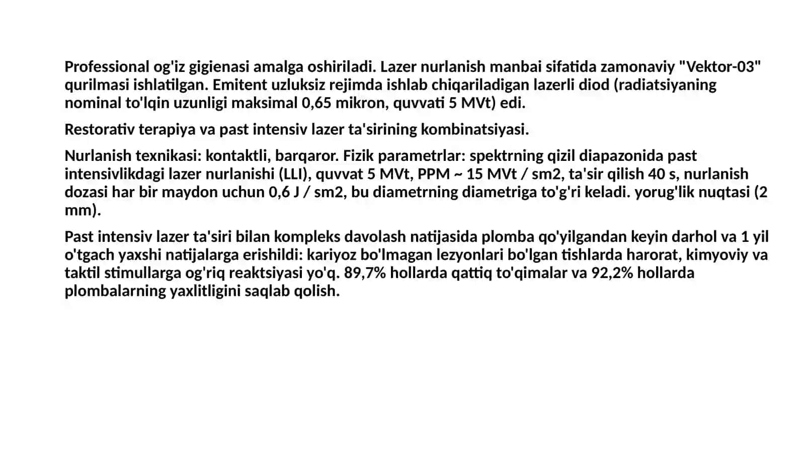 Giperesteziya uchun zamonaviy davolash metodi 2