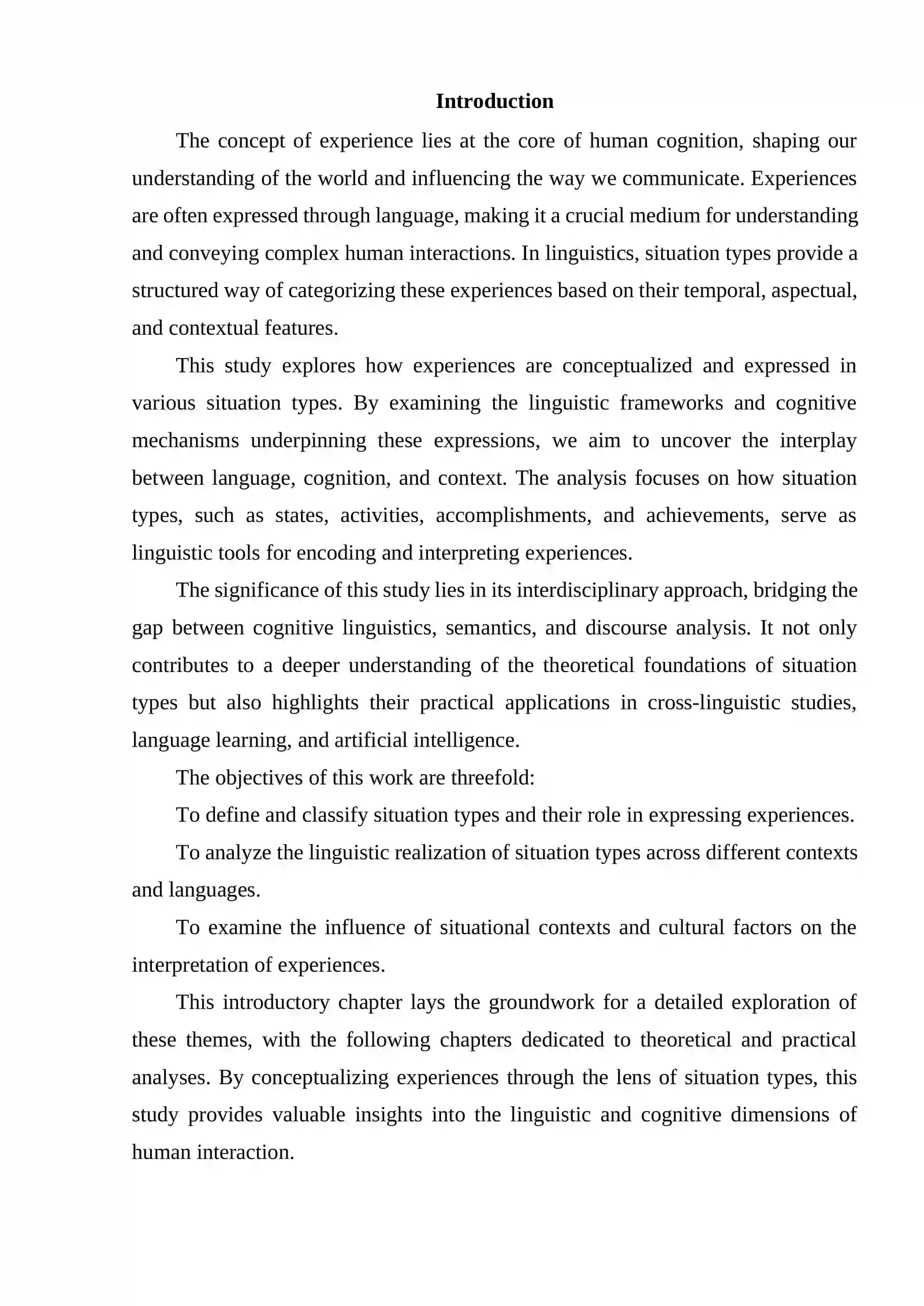 CONCEPTUALISING EXPERIENCES EXPRESSED IN SITUATION TYPES 2
