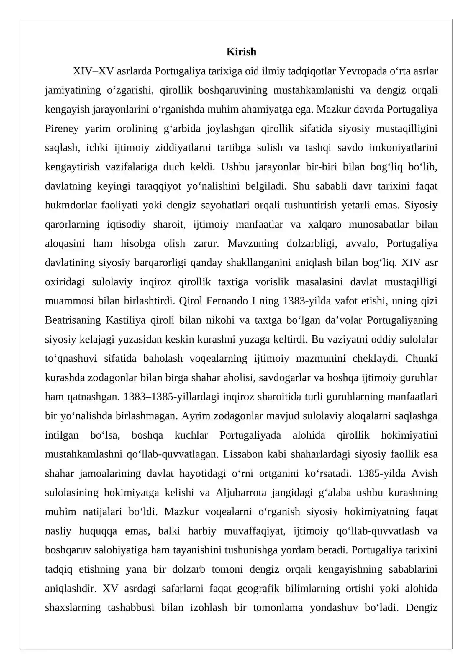 XIV-XV asrlarda Portugaliya tarixiga oid ilmiy tadqiqotlar 2