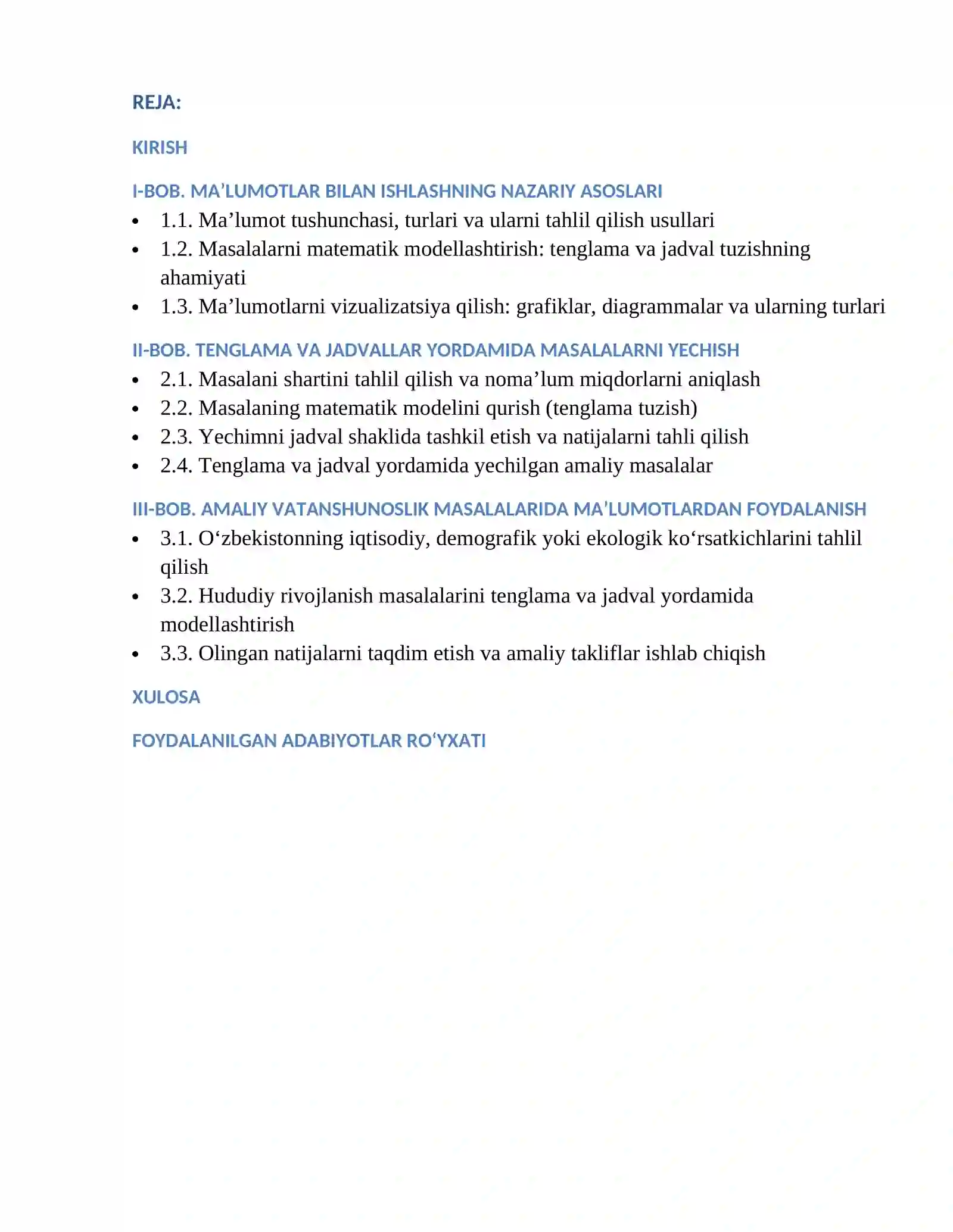 Maʼlumotlar bilan ishlash 2