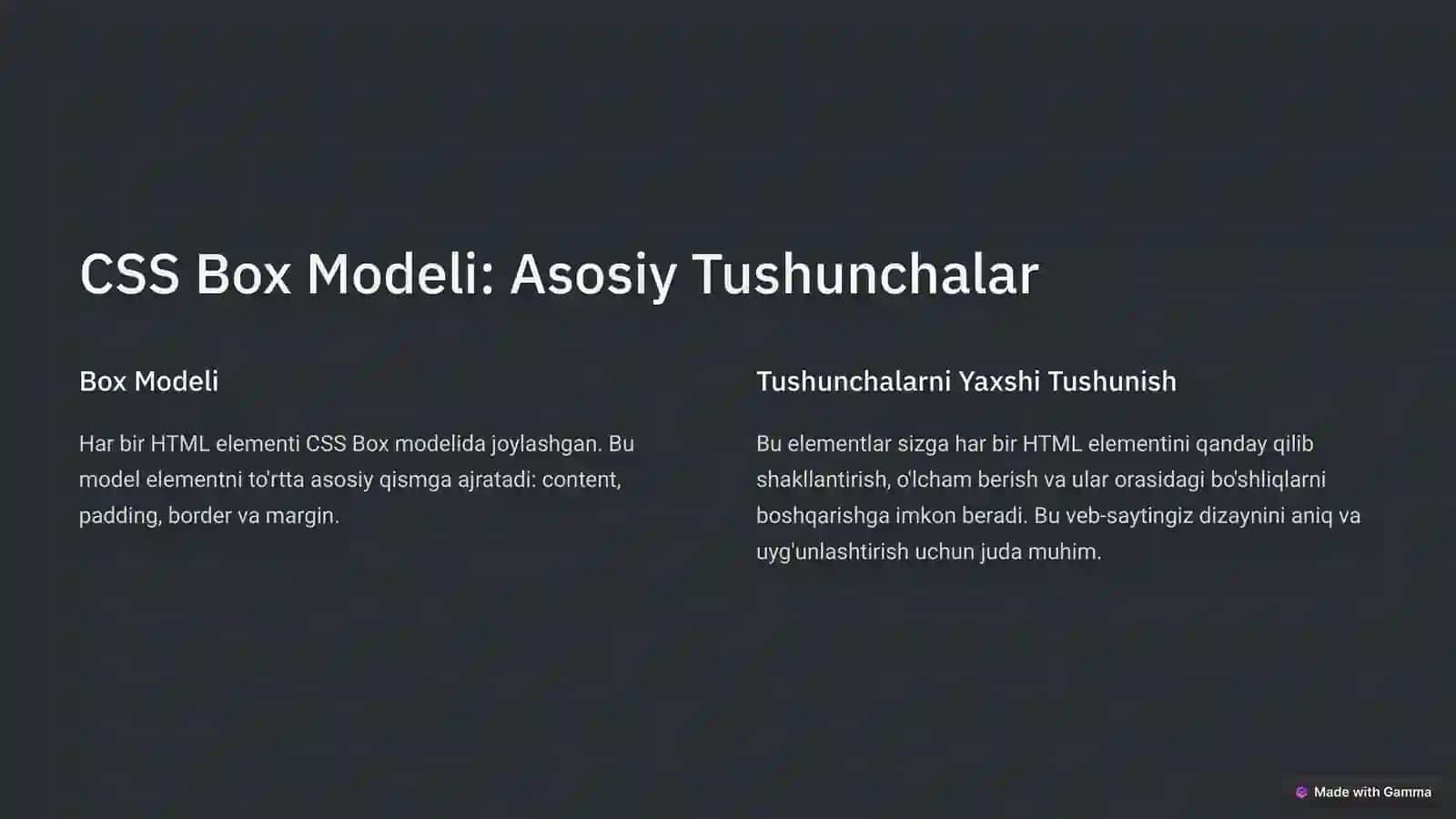 CSS Box Modeli va Styling 2