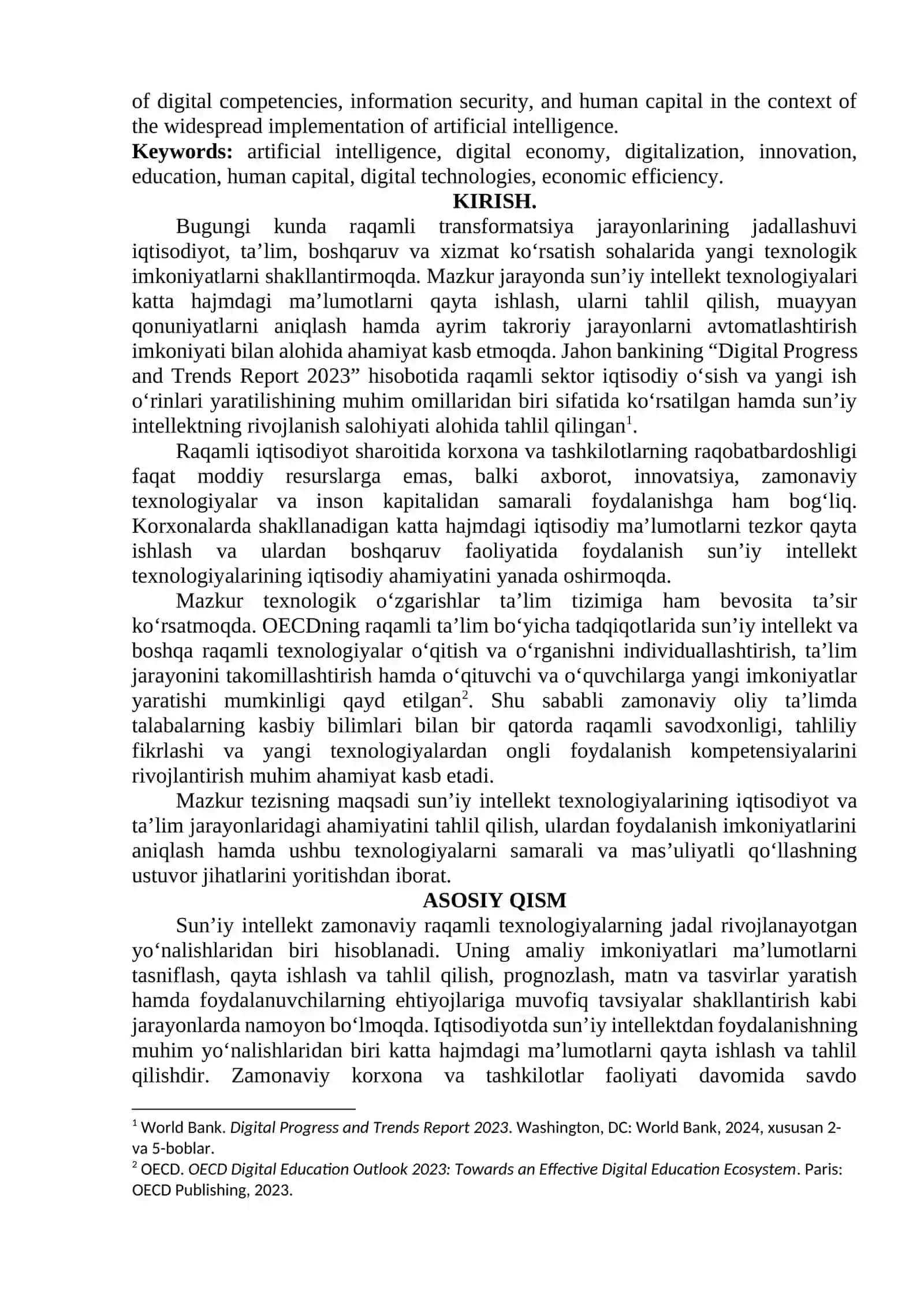 SUN’IY INTELLEKT TEXNOLOGIYALARINING IQTISODIYOT VA TA’LIM JARAYONLARIDAGI AHAMIYATI 2