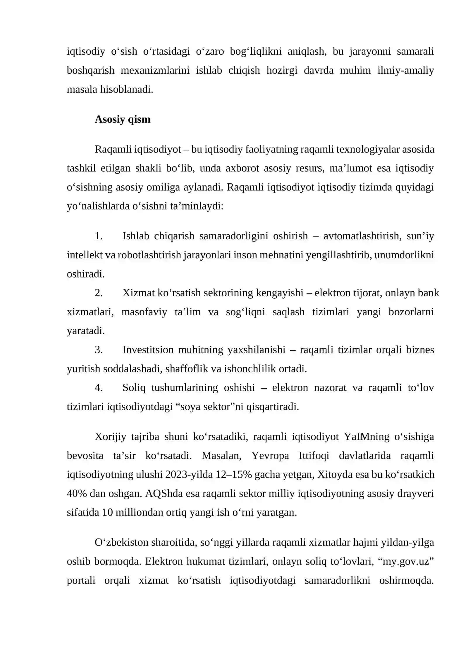 Raqamli iqtisodiyot va iqtisodiy o'sish o'rtasidagi o'zaro bog'liqlikni baholash 2