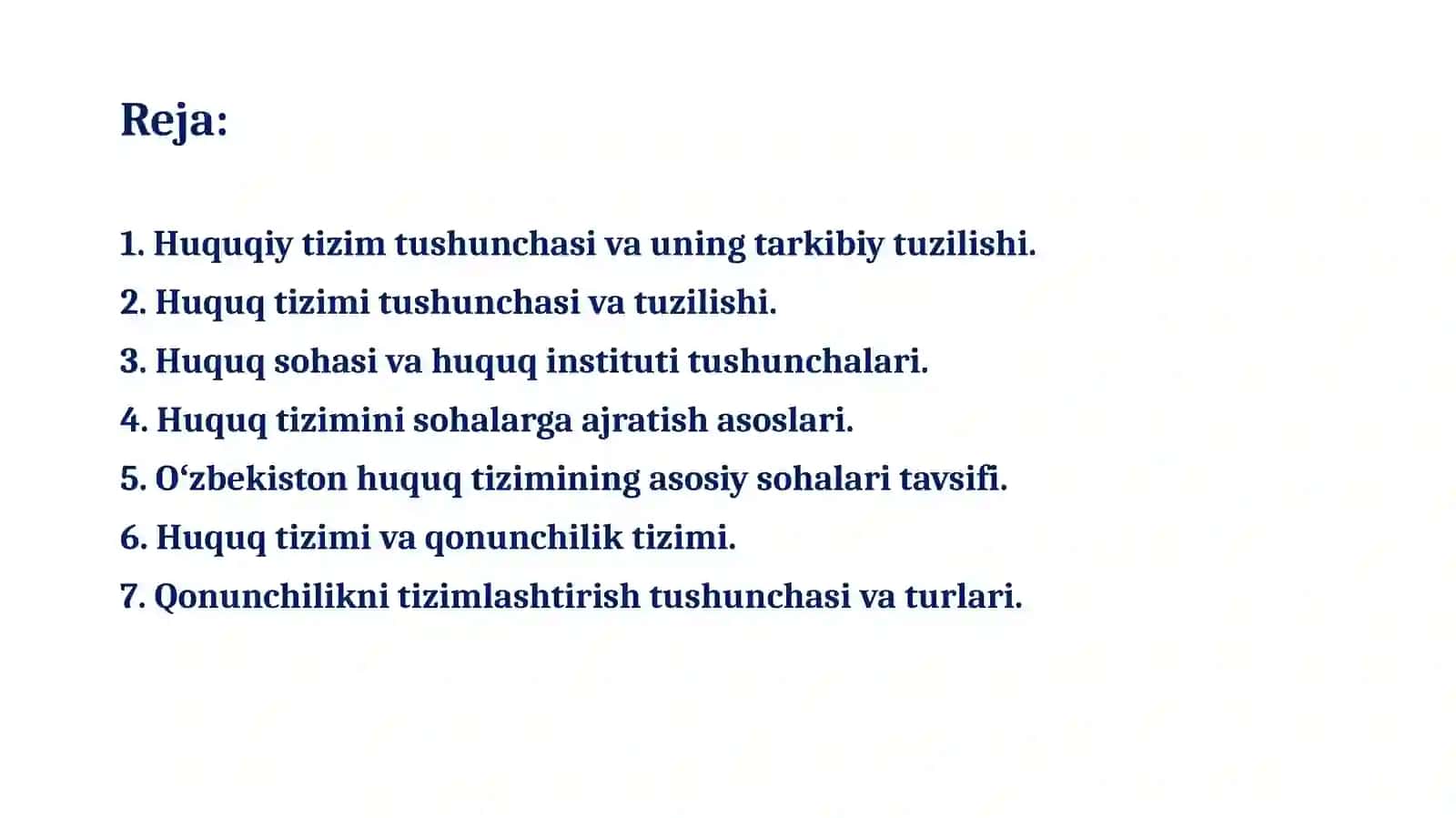 HUQUQ TIZIMI VA HUQUQIY TIZIM 2