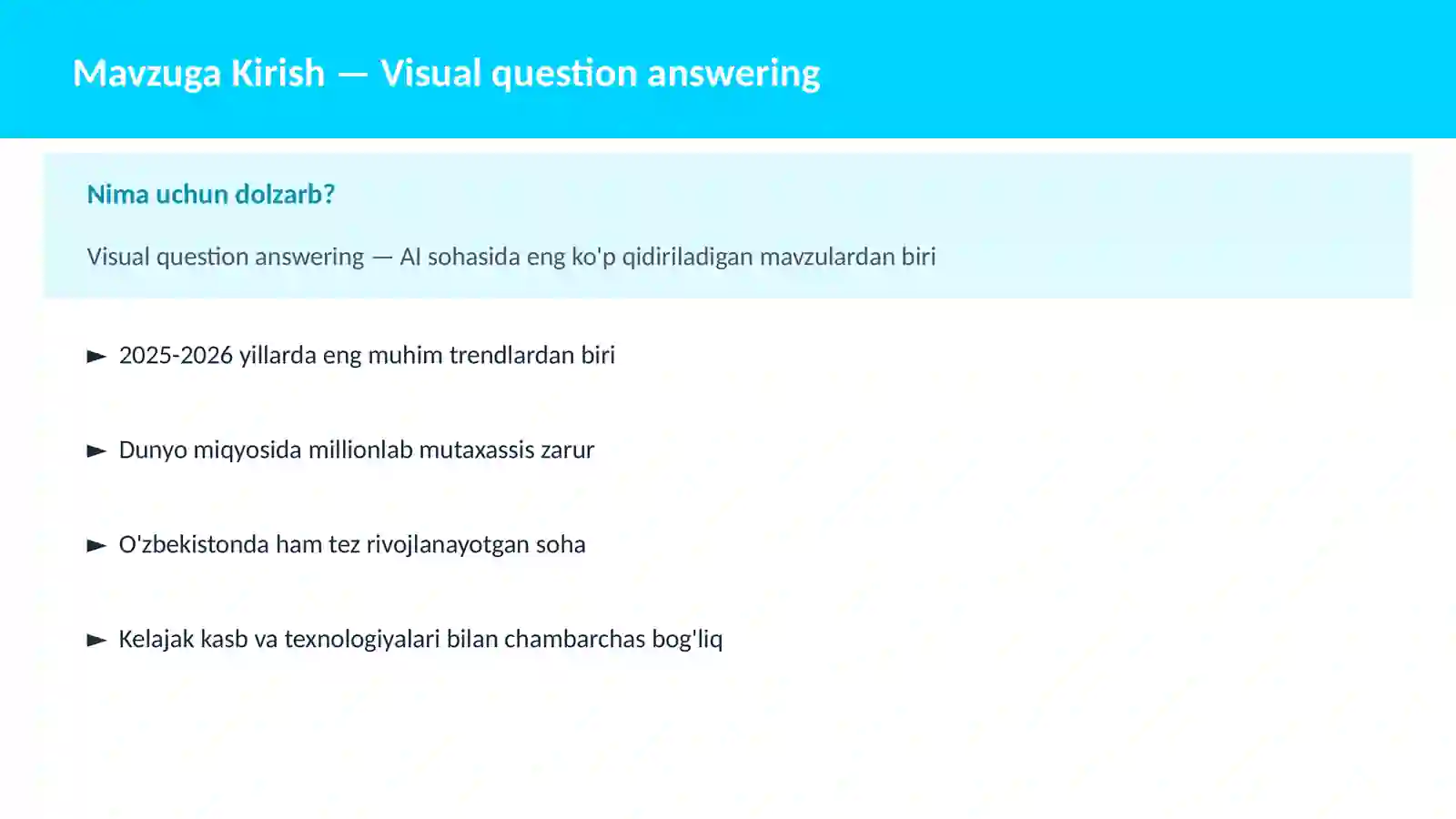 Visual question answering 2