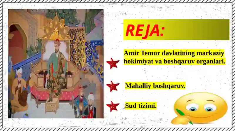 AMIR TEMUR DAVLATINING  BOSHQARUVI 2