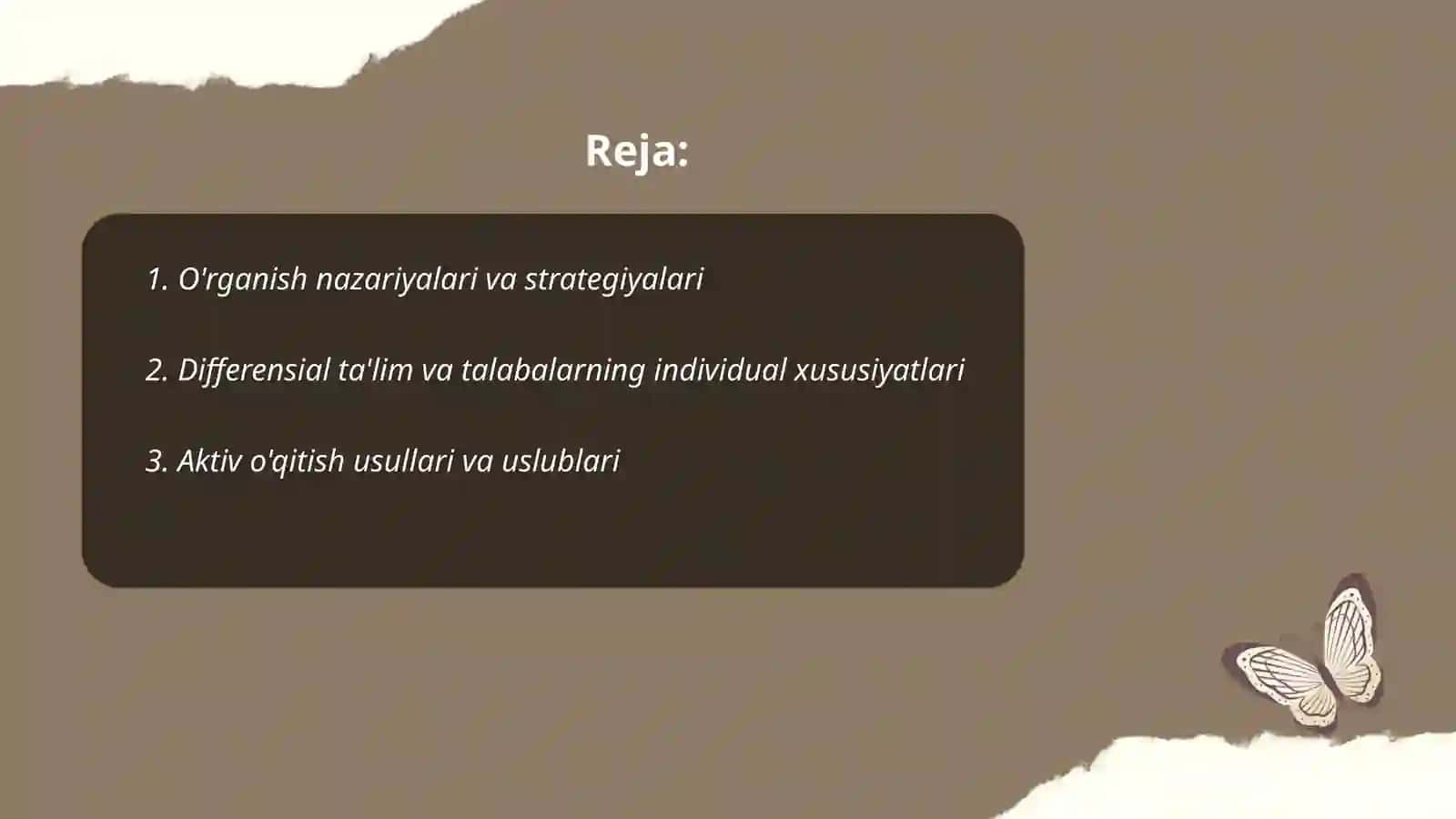 O'rganishning zamonaviy konsepsiyalari va pedagogik texnologiya turlari 2