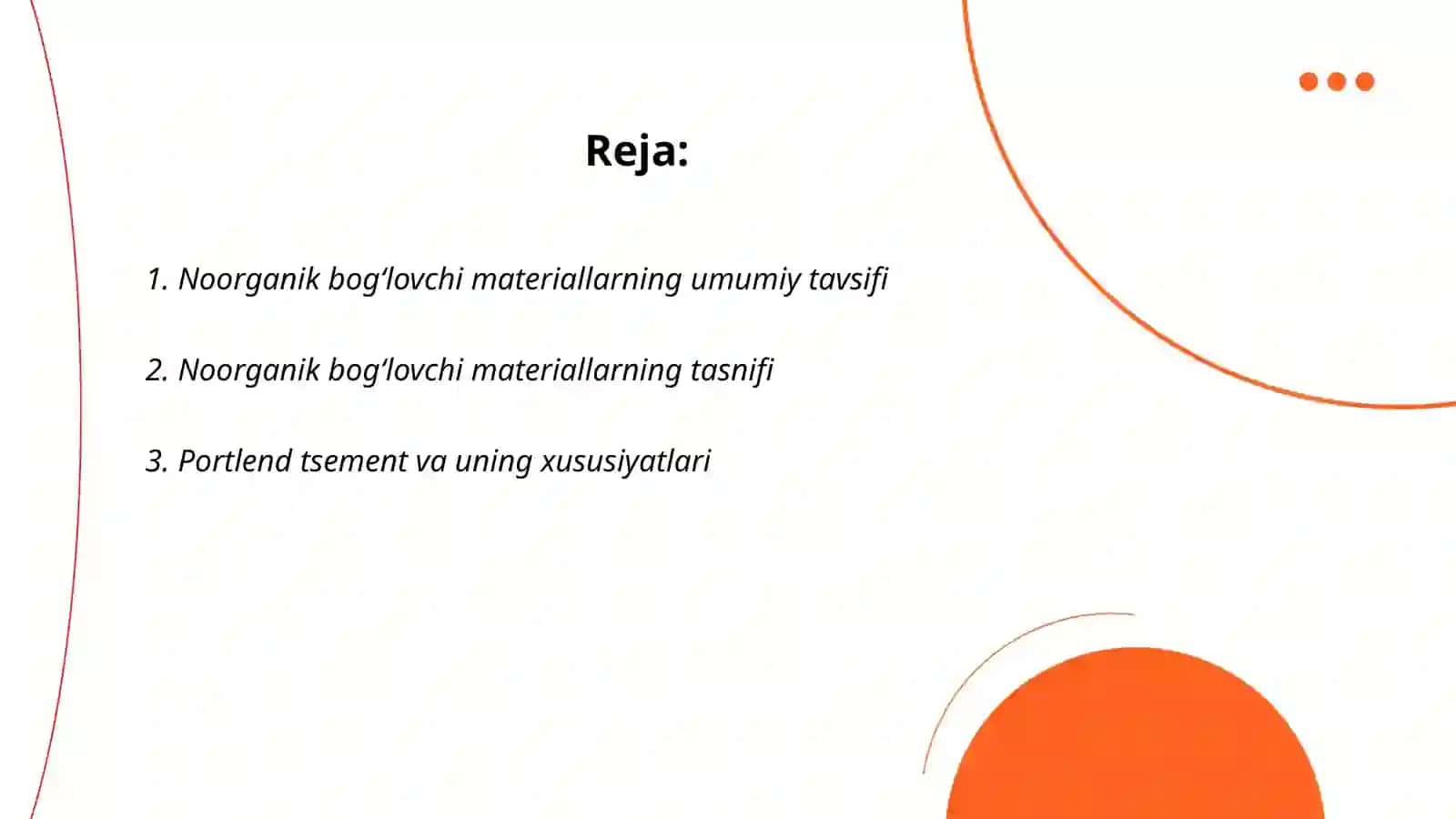 Noorganik (mineral) bog'lovchi materiallar va ularning xususiyatlari 2