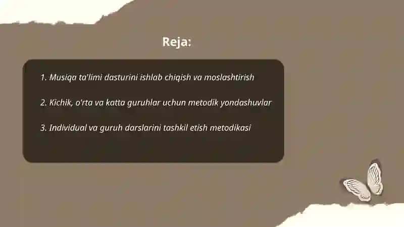Musiqa ta'limini tashkil etish metodikasi 2