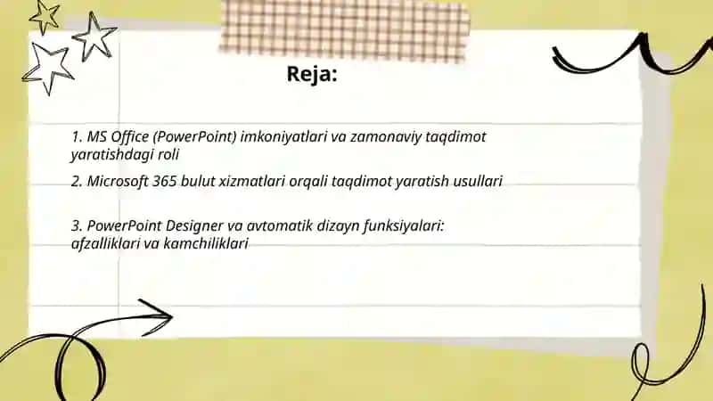 MS Office Xizmatlati va Maxsus Sun'iy Intellekt Saytlari Yordamida Zamonaviy Taqdimot Yaratish Usullari 2