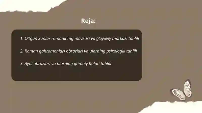 Abdulla Qodiriy "O'tgan kunlar" romani tahlili 2
