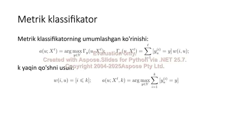 Metrik klassifikatorlar 2