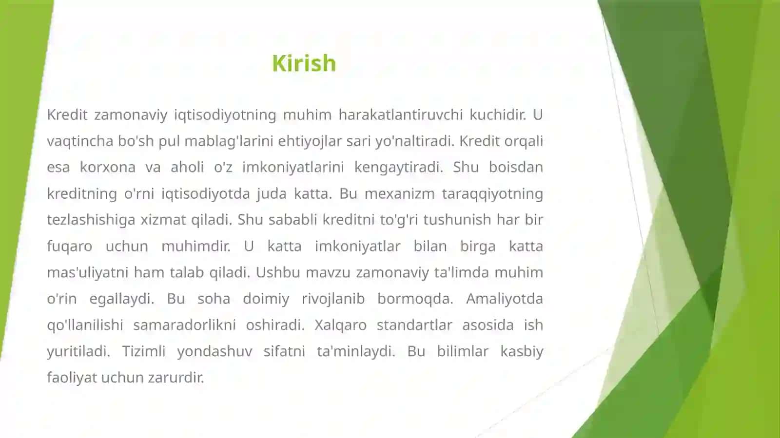 KREDITNING IQTISODIYOTDAGI O'RNI VA AHAMIYATI 2