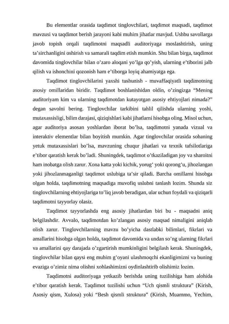 Taqdimot tayyorlash va taqdim etish usullari va vositalari 2