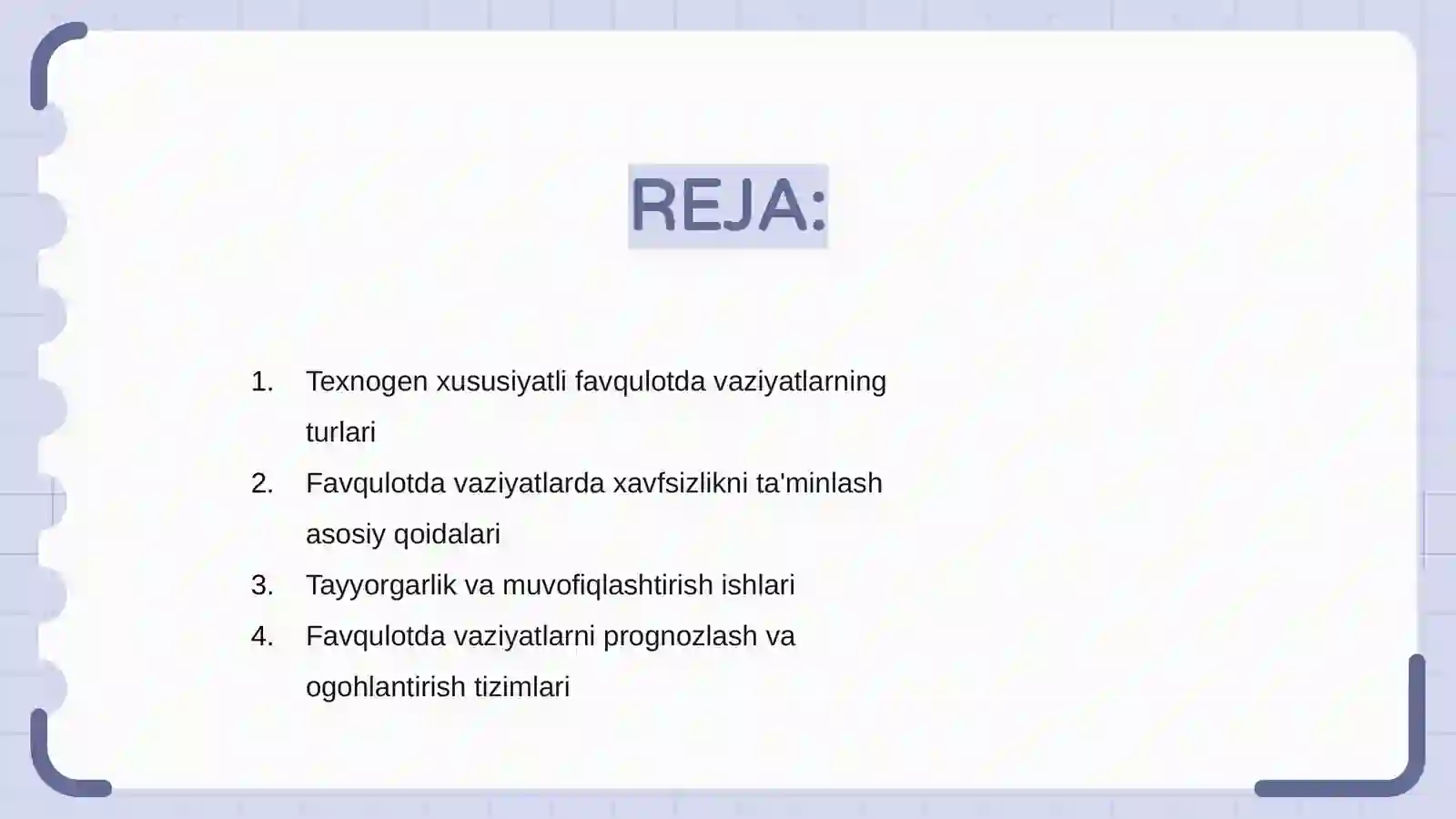 Texnogen xususiyatli favqulotda vaziyatlarni oldini olish chora tadbirlari 2