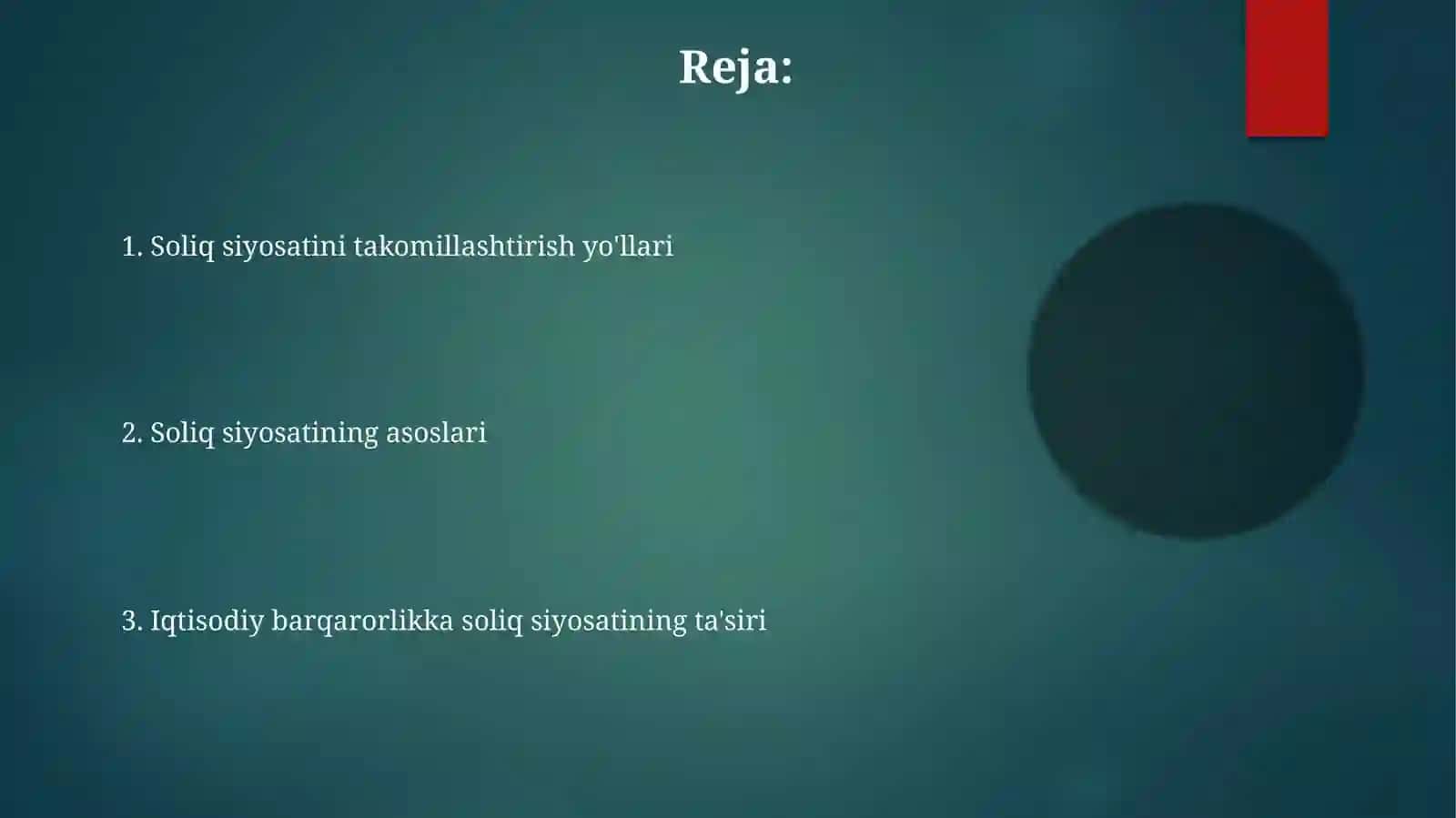 Soliq siyosati va uning iqtisodiy barqororlikdagi oʻrni 2