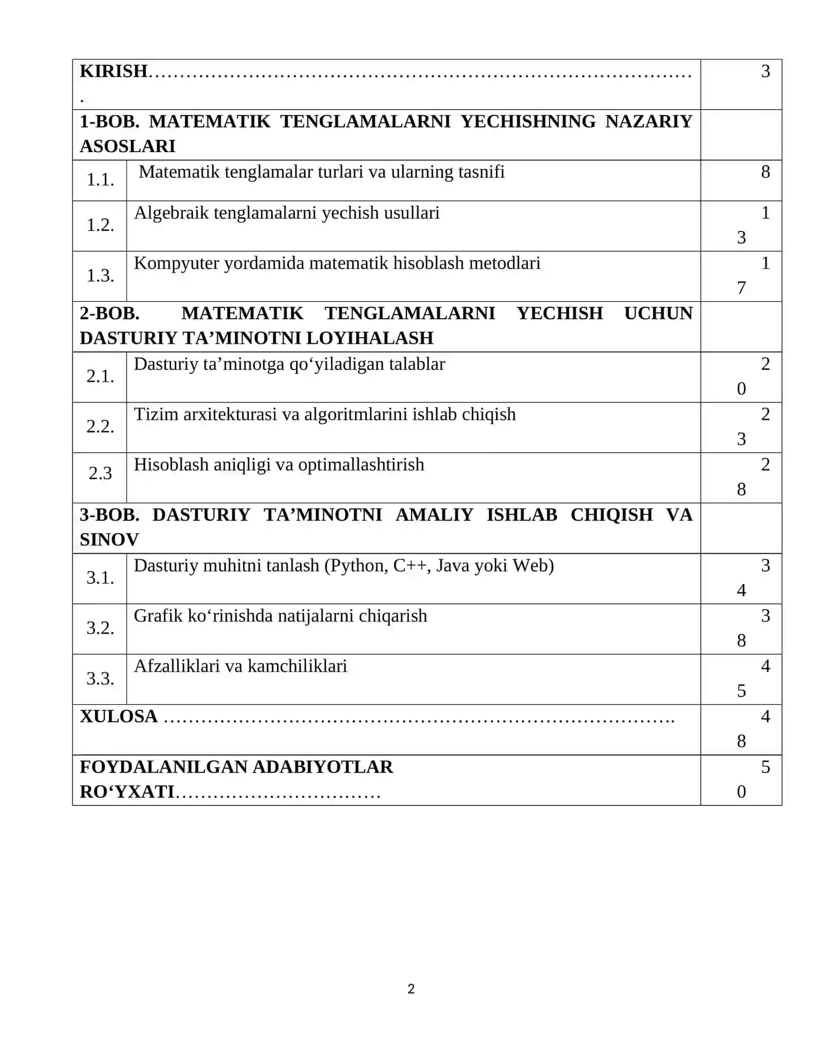 Matematik tenglamalarni natijasini chiqarib beruvchi dasturiy taminot 2
