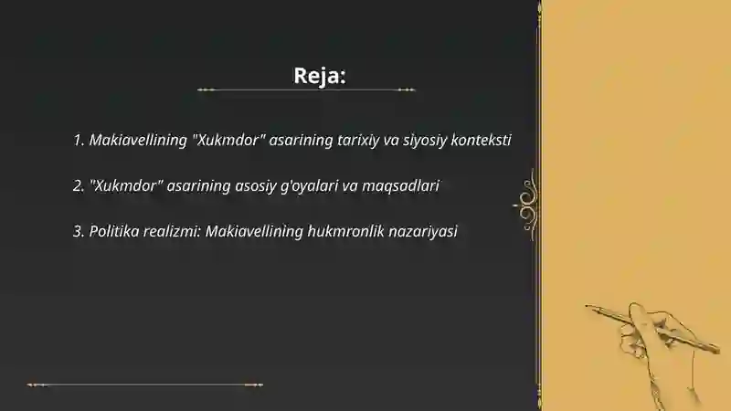 Makiavellining “Xukmdor” asari 2