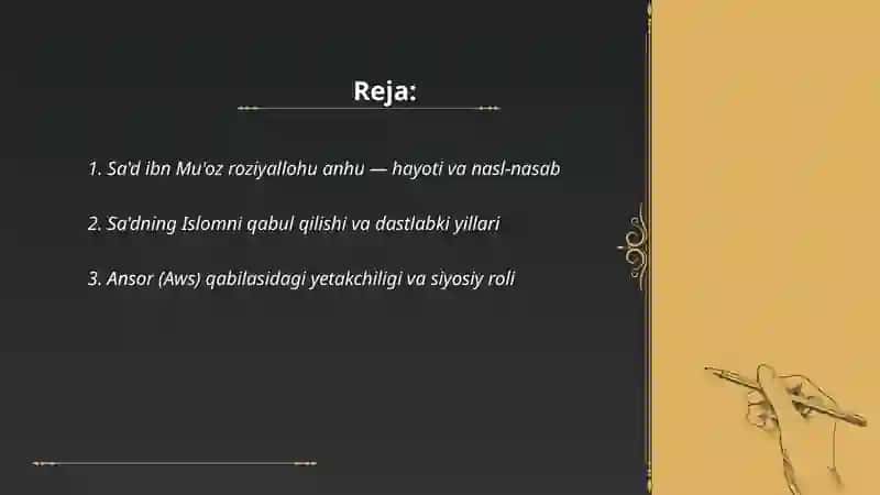 Sa'd ibn Mu'oz roziyallohu anhu - hayoti va nasl-nasab 2