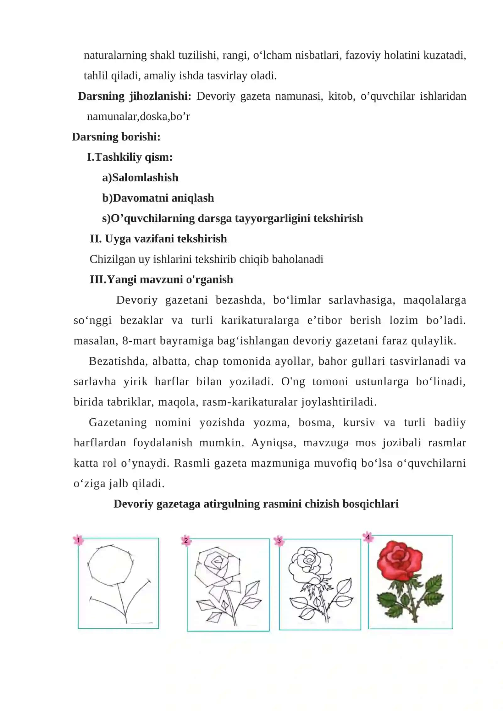 8-mart bayramiga devoriy gazeta ishlash. 5-sinflar uchun Dars ishlanmasi 2