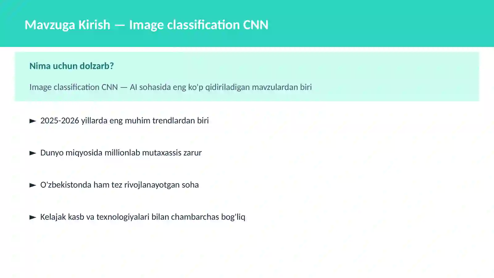 AI | DEEP LEARNING VA NEYRON TARMOQLAR 2