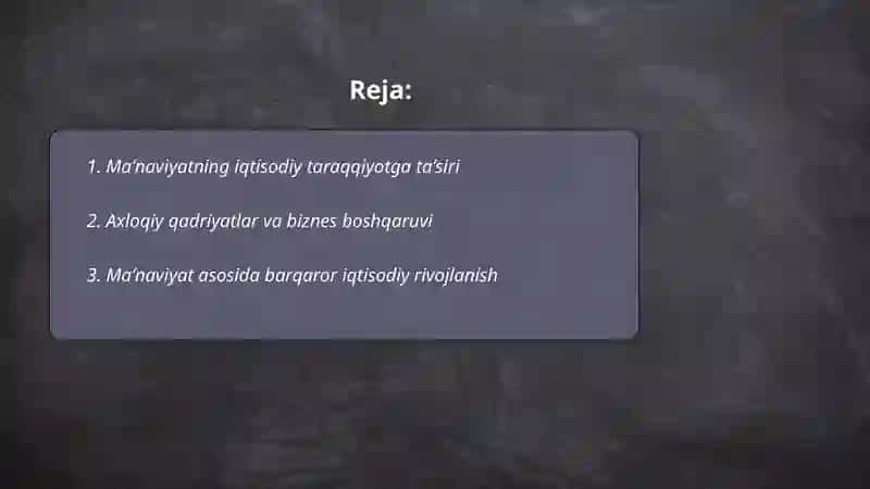 Maʼnaviyat va iqtisodiyot 2
