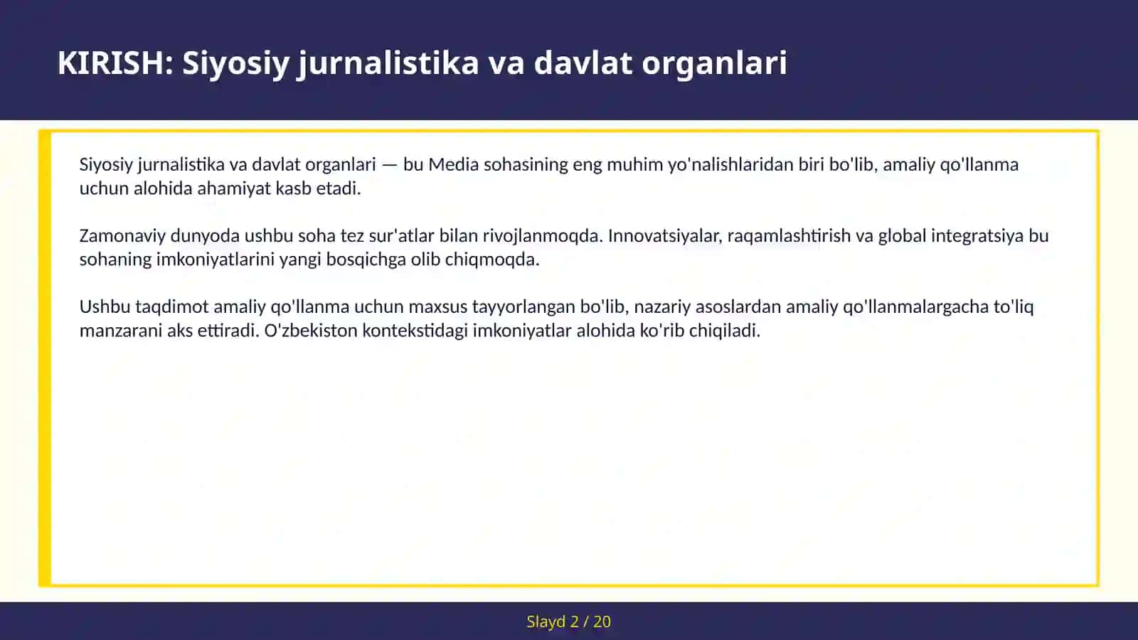 SIYOSIY JURNALISTIKA VA DAVLAT ORGANLARI 2