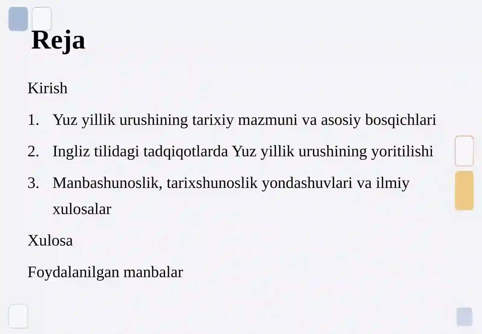Yuz yillik urushi tarixiga oid ingliz tilidagi tadqiqotlar 2