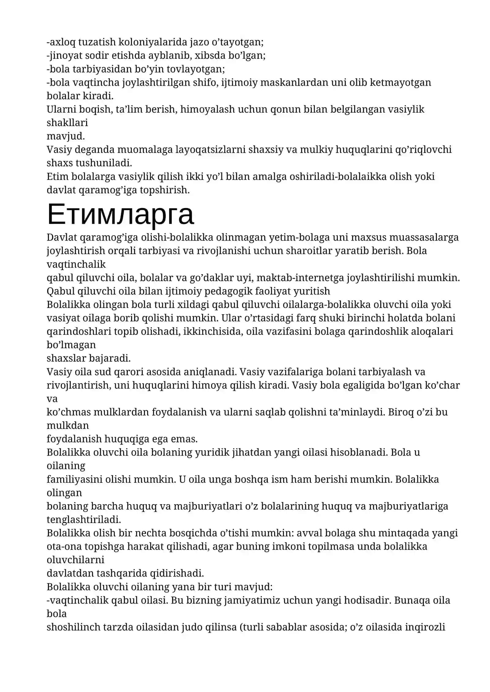 Yetim bolalar tarbiyalanishi 2