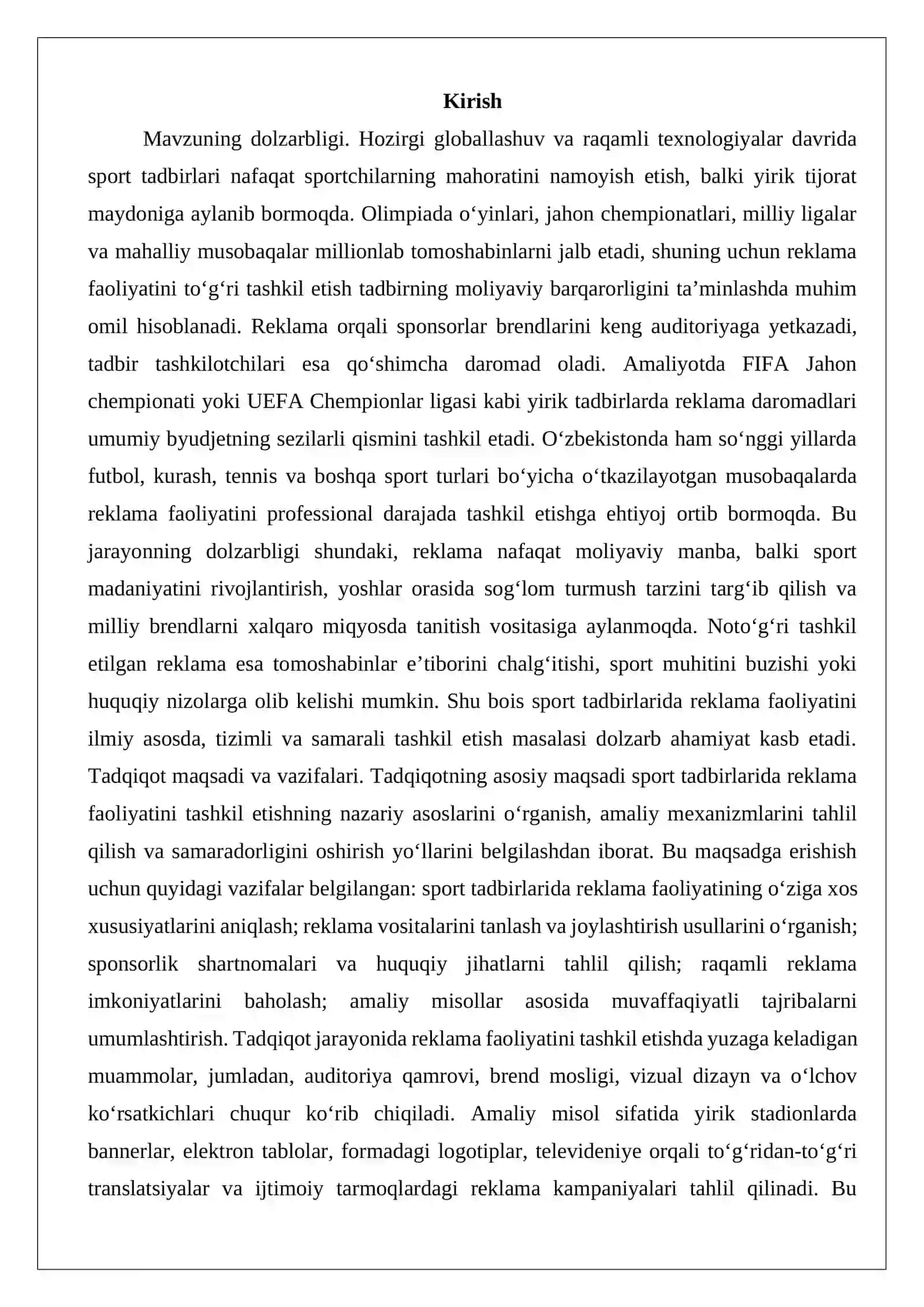 Sport tadbirlarida reklama faoliyatini tashkil etish 2