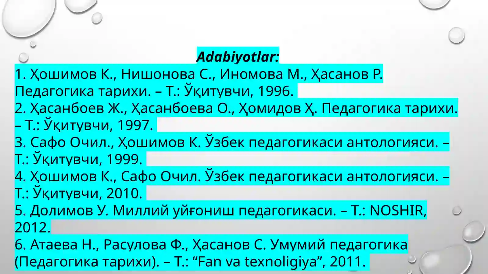 Pedagogika tarixi fanidan taqdimot 2