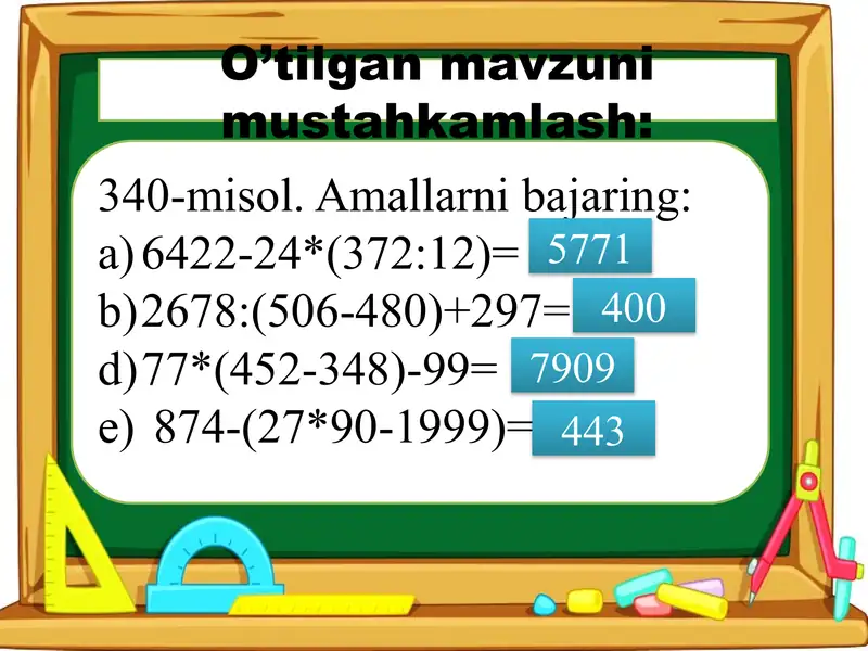 Sonning kvadrati, kubi va darajasi 2