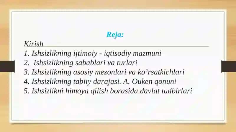 Ishsizlikning kelib chiqish sabablari va namoyon bo'lish shakllari 2