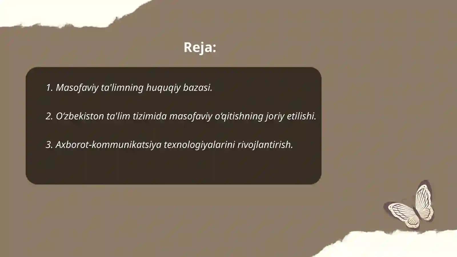 Masofadan õqitishning rivojlanishi va sohada olib borilayotgan kompleks ilojlar 2