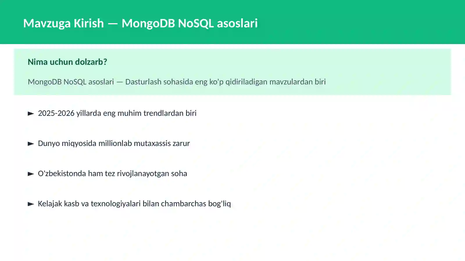 MongoDB NoSQL asoslari 2