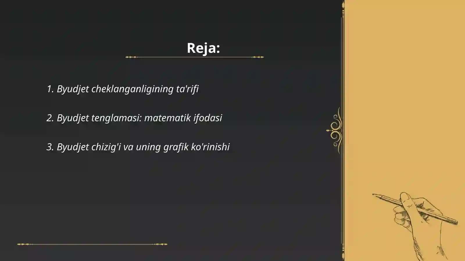 Byudjet cheklanganligi va byudjet tenglamasi 2