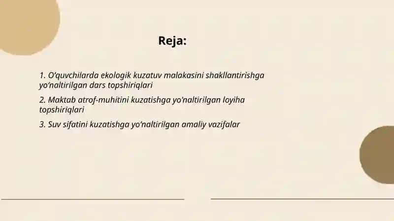 Ekologik madaniyatni shakillantirishda o'qituvchining kuzatishga yo'naltirilgan topshiriqlar 2