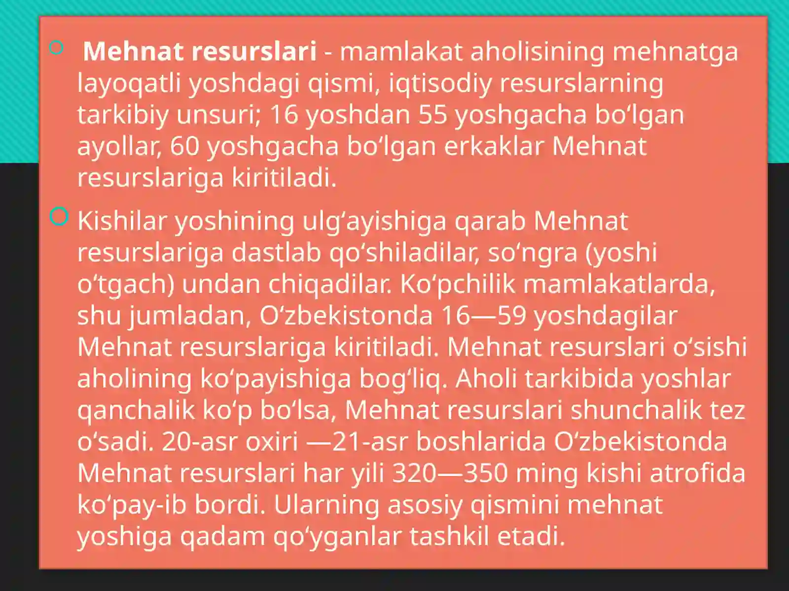Hududlar aholisi va mehnat resurslari 2